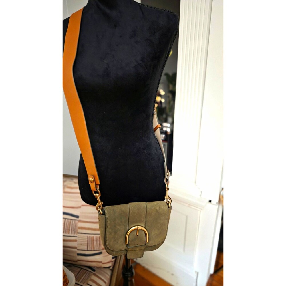 J Crew Crossbody buckle bag in Italian suede olive and leather